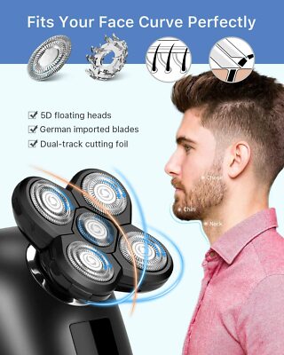 5 in 1 Elektrorasierer für Männer, Elektrischer Nass- & Trockenrasierer, Glatzenrasierer