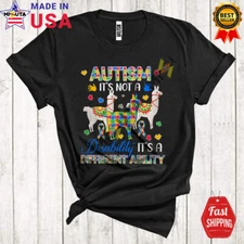 It's A Different Ability, Humorous Autism Awareness Three Puzzle Llama Shirt