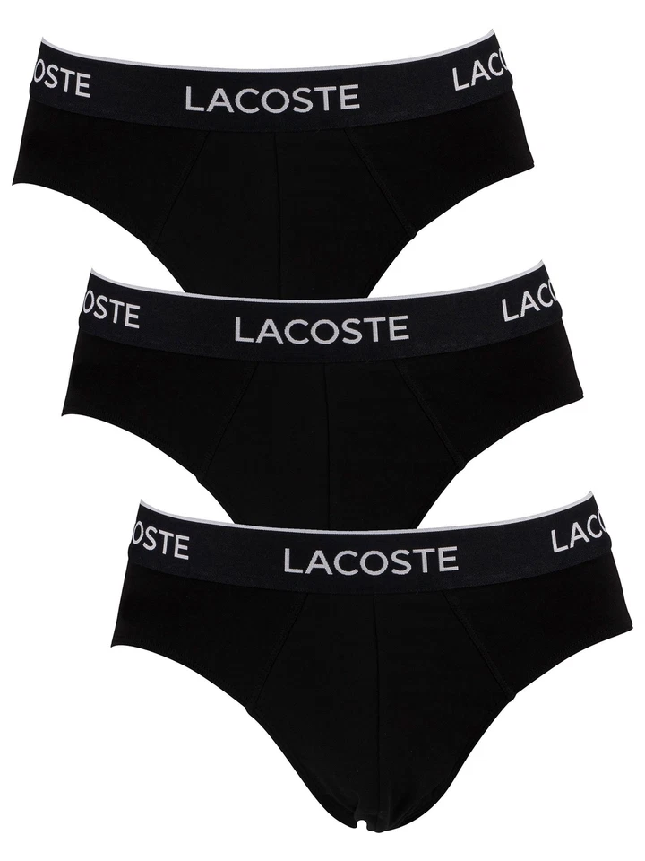 Lacoste Men's 3 Pack Casual Briefs, Black