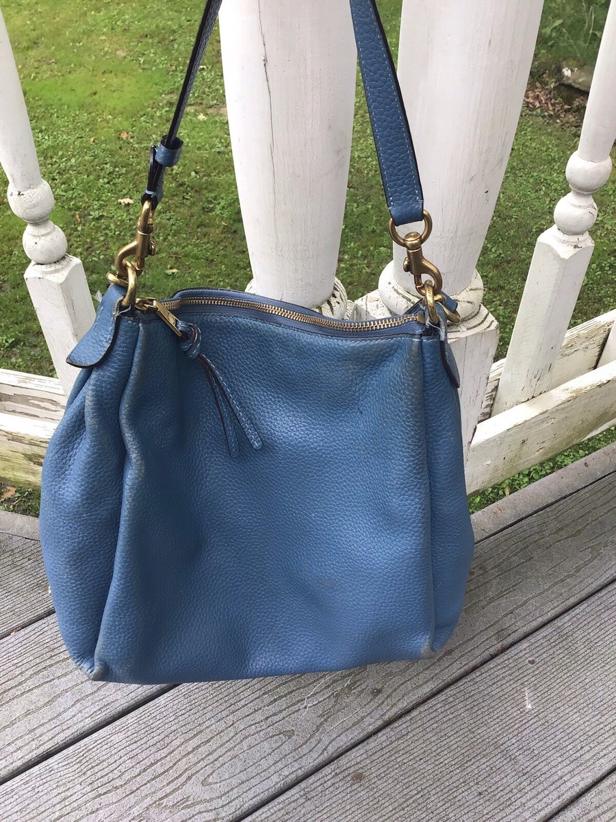 COACH BAG 93811 Pebble Blue Shoulder Leather Handbag Or