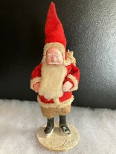 RARE EARLY Vintage CLAY face SANTA with sack
