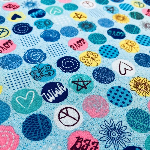 Polka Dot Fabric Peace Love Wish Jessica Flick Benartex 33"L x 44”W 100% Cotton - Picture 4 of 11