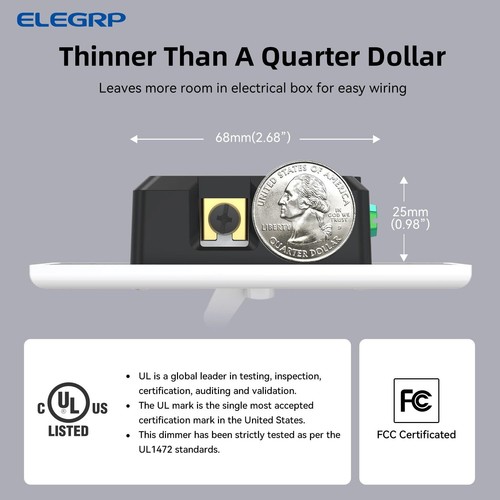LED Dimmer Switch for Dimmable Bulbs, Single/3-Way, UL Listed, White - Picture 6 of 7