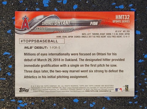 2018 TOPPS CHROME UPDATE SERIES SHOHEI OHTANI ROOKIE DEBUT #HMT32 - Picture 2 of 2