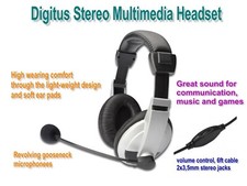 Digitus High Wearing Comfort Stereo Multimedia Headset w/Microphone