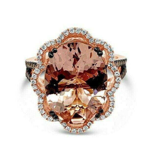 Le Vian 14K Rose Gold Statement Ring for Her 7.61 cts Morganite Diamond Sz 6.75