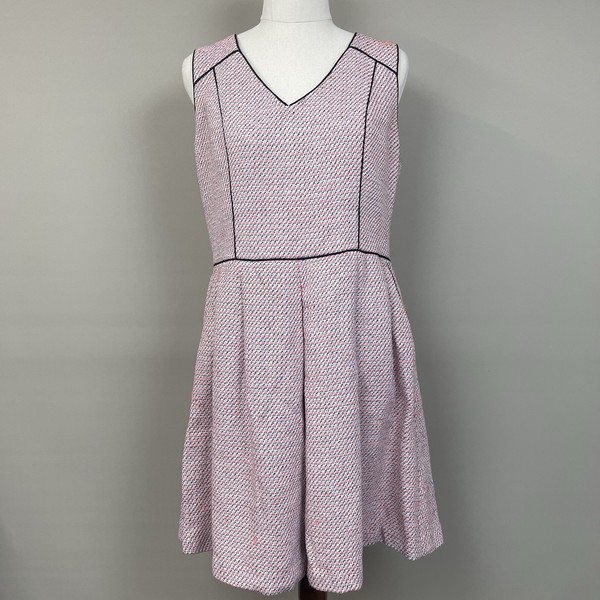 Banana Republic Fit & Flare Midi Dress Women Size 8P Petite Cotton Blend V-Neck