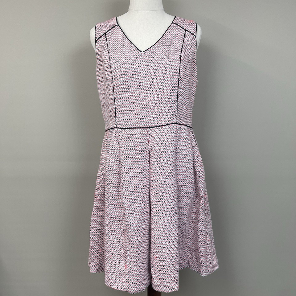 Banana Republic Fit & Flare Midi Dress Women Size 8P Petite Cotton Blend V-Neck