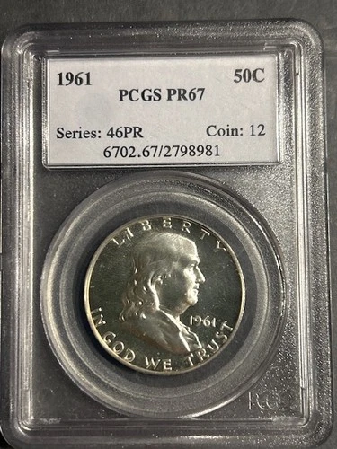 1961 Franklin Silver Half Dollar 50c PCGS Proof PR 67