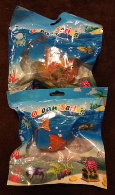 2 Ocean Series Gel Bead Squishy Goldfish Squeeze Toy Spotted & Light Orange NEW