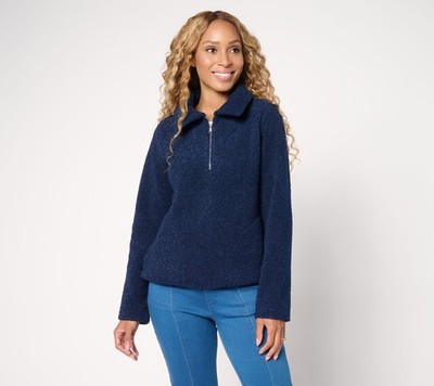 Susan Graver Women's Top Plus Sz 2X Make Your Selection: Sherpa Blue A712434