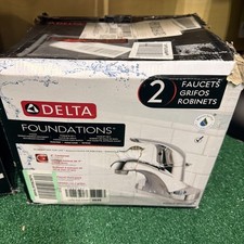 2- Delta Foundations Single handle 4'' Centerset Mid-arc Bathroom Sink Faucet
