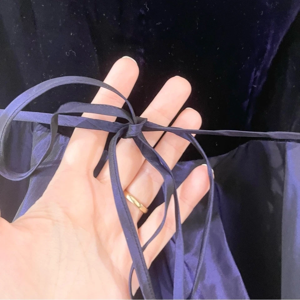 Helena Elegante Vestido de Vacaciones Púrpura Terciopelo y Tafetán Niños Niñas Talla 4T Foto 4 de 4