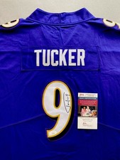 BALTIMORE RAVENS- JUSTIN TUCKER AUTOGRAPH #9 NIKE NFL PLAYERS JERSEY JSA CD05148