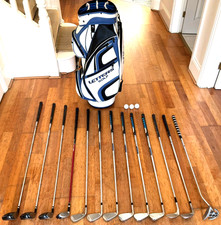Mens JOHN LETTERS Full Golf Clubs Set 13 Irons Woods Right Handed + Leather Bag