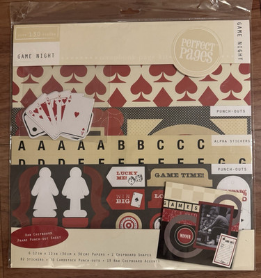 Perfect Pages, Game Night Theme, 12x12 Scrapbook Kit with Embellishments, NEW