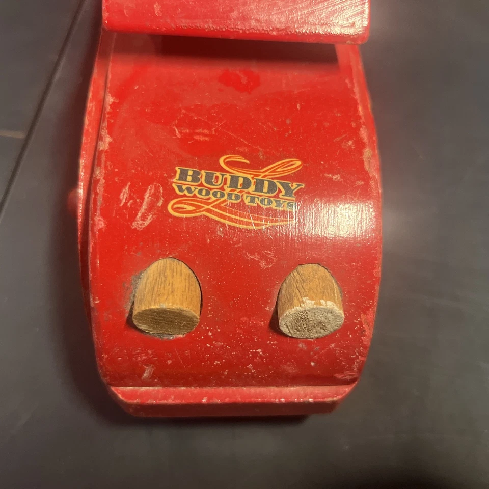 Antiguo camión de bomberos Buddy L Woody de la década de 1940 sin escalera madera camión de juguete raro Foto 4 de 4