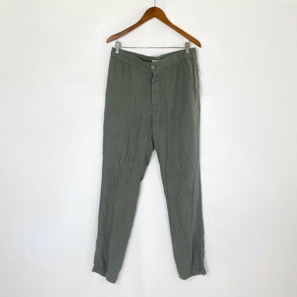 ONIA Mens Linen Blend Pants in Agave Tapered Green Casual Chino Beach