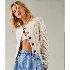 Free People Bonfire Cardigan cream size large