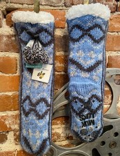 MUK LUKS Icy Blue Eyelash Faux Shearling Shea Butter Cabin Socks S/M 6-8 New