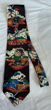 Vintage Looney Tunes Mania Bugs Bunny Taz Donald Duck Golfing Mens Tie