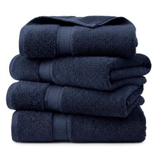 Superior Egyptian Cotton Plush Absorbent, Bath Towel Set of 4, Navy Blue