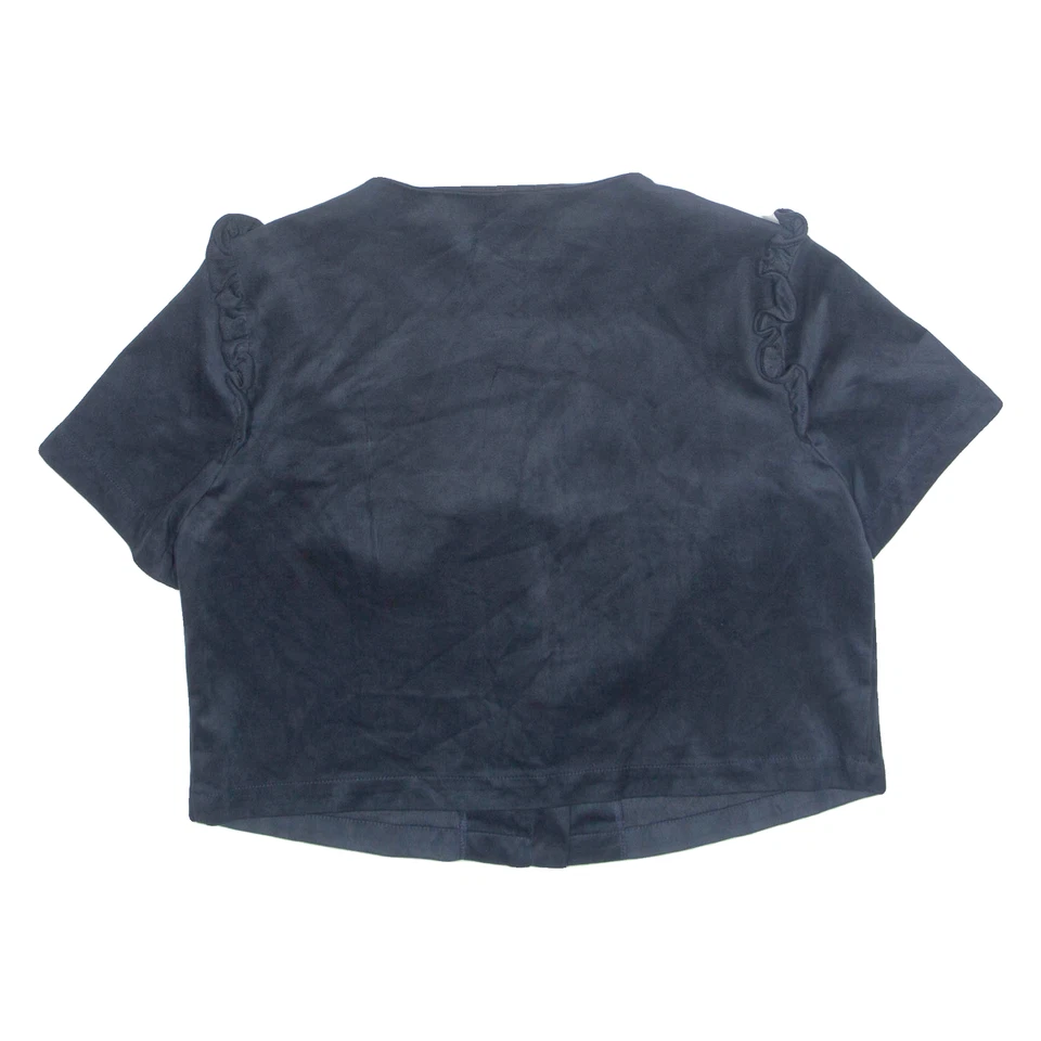 Camisa Blusa ZARA recortada de terciopelo para mujer azul M Foto 3 de 4