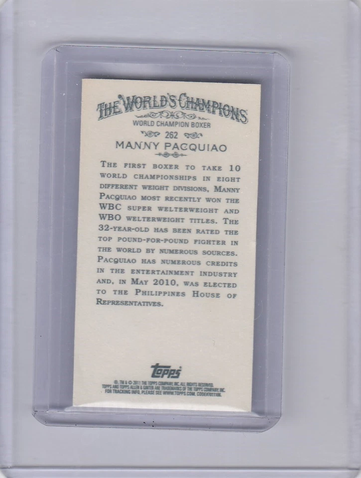2011 Manny Pacquiao Topps Allen & Ginter MINI ROOKIE CARD #262 - Boxing RC - Image 2 of 2