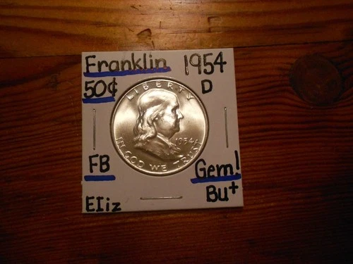 1954D silver Franklin Half Dollar GEM BU+ SPLENDID!!! PQ!!! FBL!!! SWEEEEEET!!!!