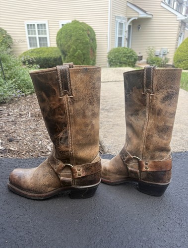 Frye 12R Brown Leather Harness Moto Western Riding Boots Size 6.5