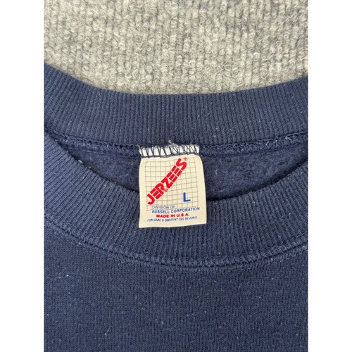VTG Jerzees WWII crewneck sweatshirt large with black heart graphic and white label reading “Made in U.S.A.”