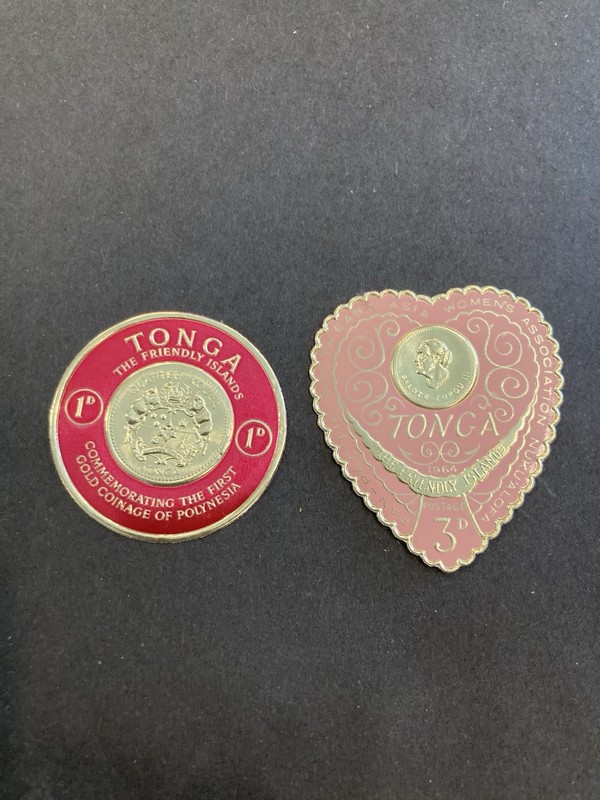 Tonga 1960's Foil Heart & Circle Stamps "The Friendly Island" MNH -Free Shipping