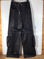 NWT Fashion Nova Street Heat Washed Faux Leather Cargo Pants. Medium. Black