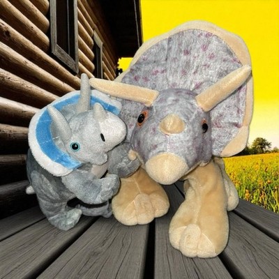 Wild Republic Triceratops Dinosaur Plush 16'' 10'' Realistic Stuffed Animal Lot 2