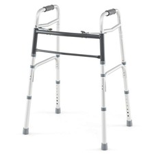 2-Button Folding Walker, Lightweight Aluminum Mobility Aid, 7-Level Adjustable
