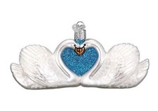 Old World Christmas SWANS in LOVE Glass Ornam...