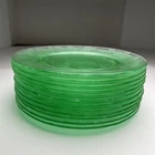 Lot of 12 MacBeth Evans Dogwood Glass Uranium Vaseline Depression Plates 8" VTG