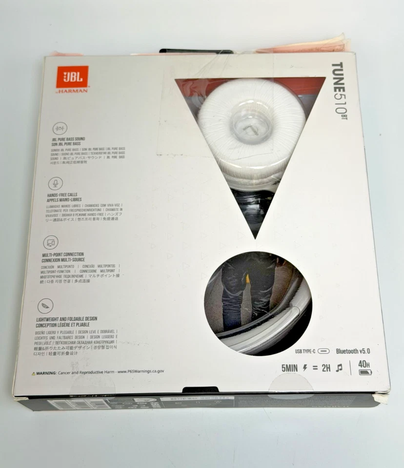 JBL Tune 510BT Wireless Bluetooth On-Ear Headphones w/ Purebass Sound - White - Image 4 of 4