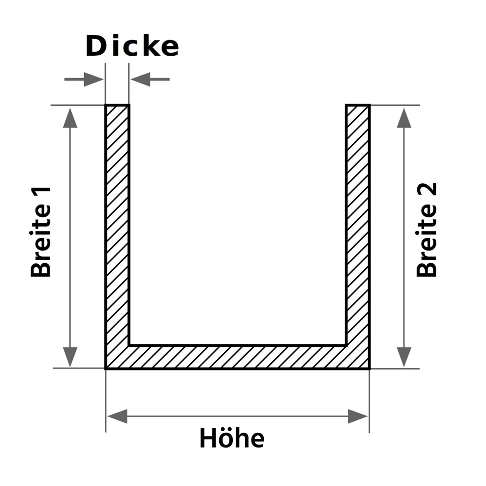 Alu U-Profil ELOXIERT Länge: 1-3 m Aluminium Aluprofil U Profil für Spanplatte - Bild 4 von 4