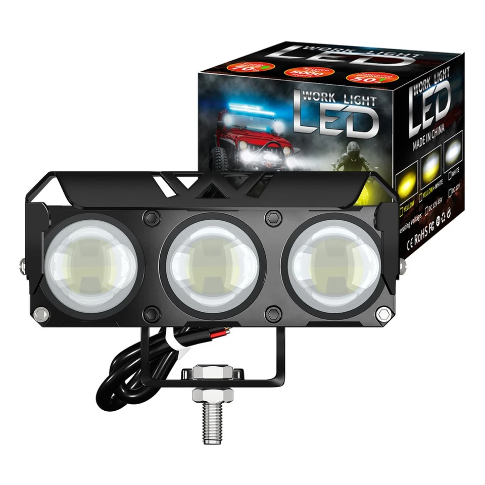 For DC12-85V Motorcycles/Cars/ATV Square Double Lamp Bead Headlight Spotlight - Image 4 of 4