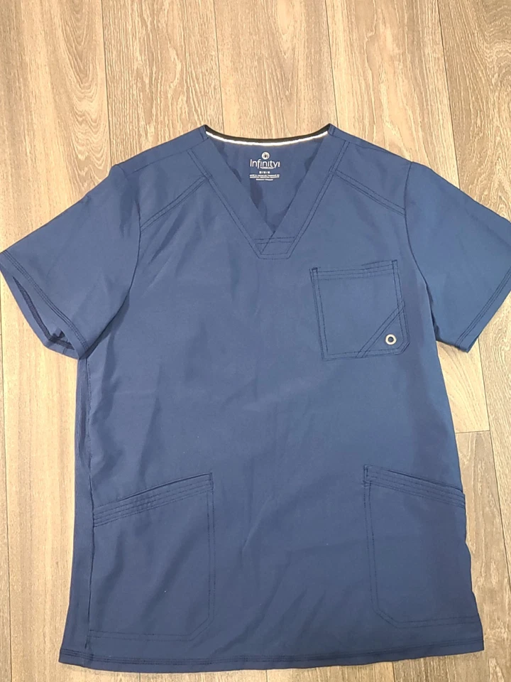 Mens Cherokee Navy Blue Scrub Set  Medium Top And  Large Jogger Pants Scrubs - Image 4 of 4