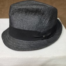 Stetson All American Gray Black Herringbone Fedora Hat Men's Large