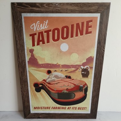 Star Wars Metall Poster ''Visit Tatooine'' Magnet Kühlschrankhöhle 45x32cm Holzoptik