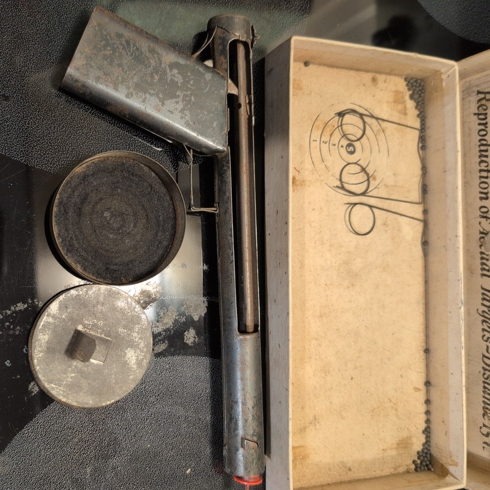 Rare 1924 Bulls-Eye Toy Pistol Game Boxed W/ Original Target Rubber ...