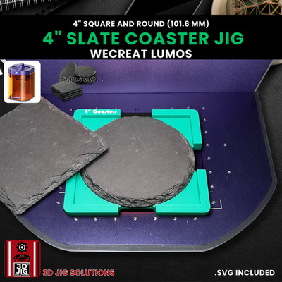 WeCreat Lumos Slate Coaster Laser Engraving Jig | 4'' Round & Square Coasters