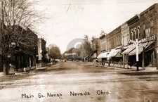 NEVADA Ohio Wyandot County N Main Street 1914 RPPC Photo Postcard COPY