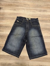 Y2K Southpole Dark Wash Denim Baggy Grunge Skate Shorts Wide Leg 32