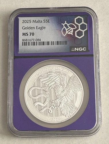 2025 Malta S5E Silver Golden Eagle - NGC MS70