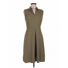 T Tahari Linen Blend Sleeveless Collared A-Line Dress Tan Size 6
