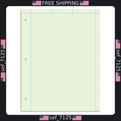 TOPS 8.5x11 Graph Paper Pad, 5x5 Grid, Glue Top, 100 Sheets, Green Tint